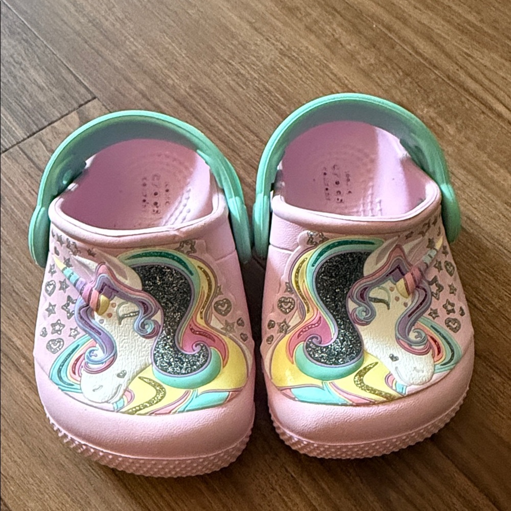 CROCS- Unicorn Kids Clogs - Pink and Green